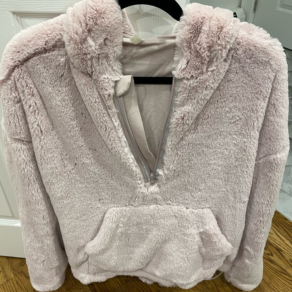 Free People Movement Fur Half-Zip Jacket with Hood